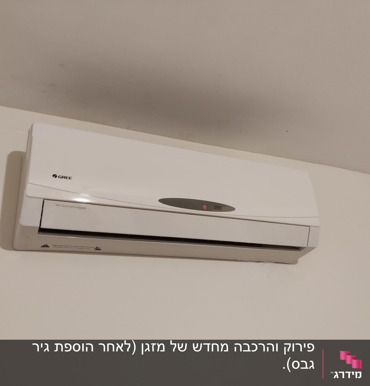 מזגן קיר לבן מותקן על קיר לבן